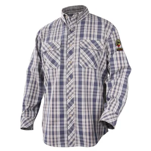 Black Stallion WF2110-PB-2XL NFPA 2112 & NFPA70E 7 OZ. ARC RATED/FLAME-RESISTANT WORK SHIRT, BLUE PLAID, 2XL