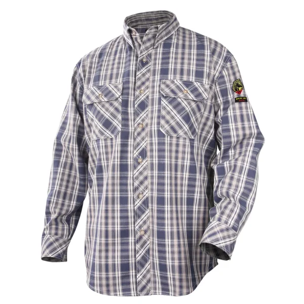 Black Stallion WF2110-PB-2XL NFPA 2112 & NFPA70E 7 OZ. ARC RATED/FLAME-RESISTANT WORK SHIRT, BLUE PLAID, 2XL