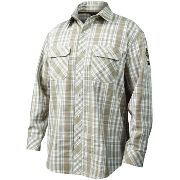 Black Stallion Khaki Plaid AR/FR Cotton Work Shirt WF2110-PK