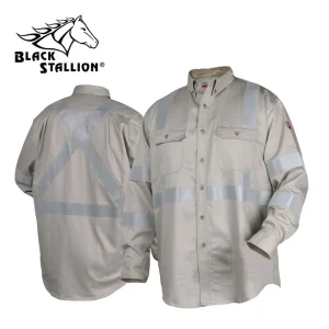 Revco WF2112-ST Stone Khaki TruGuard® 300 FR Cotton Work Shirt w/ 2″ Reflective Tape (1 Shirt)