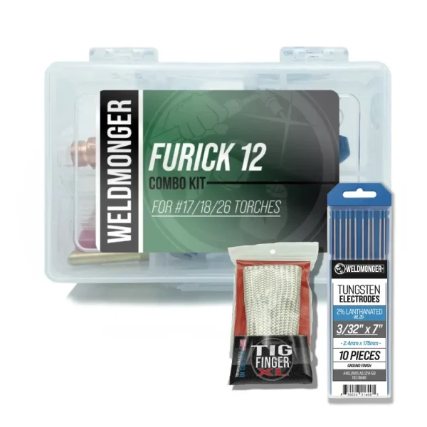 WELDMONGER® Furick #12 Combo Kit, WELDMONGER® 2% Lanthanated Tungsten 10/PK, WELDMONGER® TIG FINGER® XL Bundle