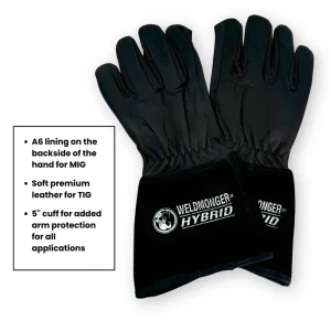 Weldmonger® Hybrid TIG/MIG Welding Gloves – Black 5″ Cuff
