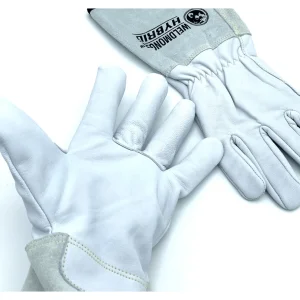 Weldmonger® Hybrid TIG/MIG Welding Gloves – White/Gray 4″ Cuff