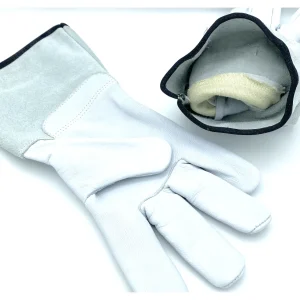 Weldmonger® Hybrid TIG/MIG Welding Gloves – White/Gray 4″ Cuff