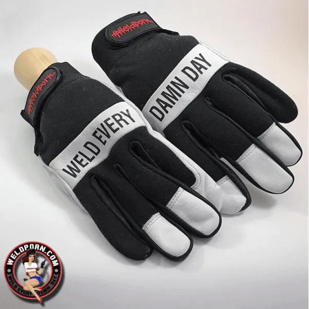 WELDPORN® WEDD Heavy Duty Tig Gloves – Black & White #WPTIGBW
