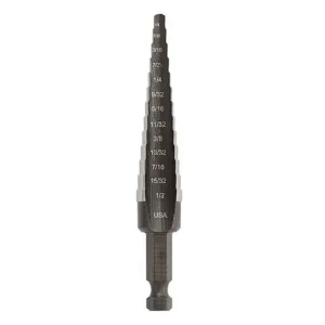 Irwin UNIBITA 1/8″ – 1/2″ High Speed Steel Fractional Step Drill Bit, #1 | 10231