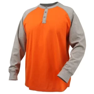 Revco Tshirt BS FR Jersey Gray/Org- Henley Style 4XL |TF2520-GO-4XL