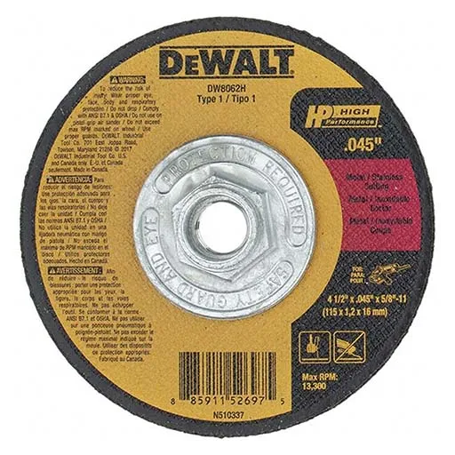 Dewalt Cutting Wheel – 4-1/2 in – 13300 RPM – 5/8 in | DW8062H