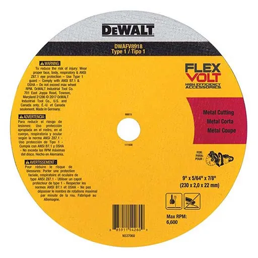 Flexvolt Cut-Off Wheel – 9 in | DWAFV8918