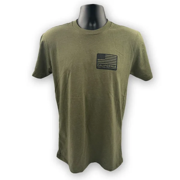 CALIFORNIA TOOL & WELDING SUPPLY T-SHIRT, FLAG, GREEN LARGE