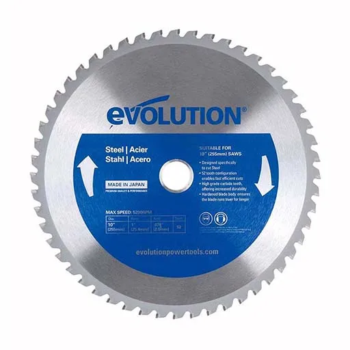 Evolution Mild Steel TCT Blade, 10″ Dia, 52T, 1″ Arbor, 5,200 RPM | 10BLADEST
