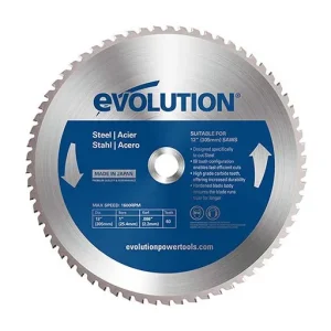 Evolution Mild Steel TCT Blade, 12″ Dia, 60T, 1″ Arbor, 1,600 RPM | 12BLADEST