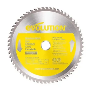 Evolution Stainless Steel TCT Blade, 9″ Dia, 60T, 1″ Arbor, 3,000 RPM | 230BLADESSN