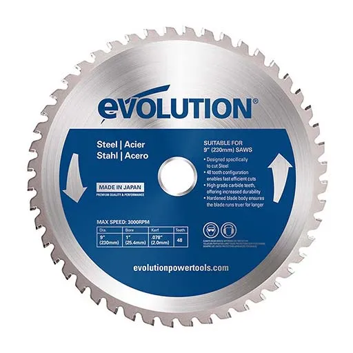 Evolution Mild Steel TCT Blade, 9″ Dia, 48T, 1″ Arbor, 3,000 RPM | 230BLADEST