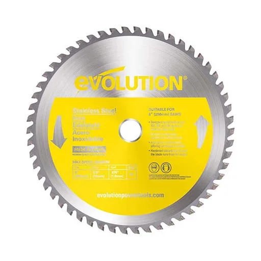 Evolution Stainless Steel TCT Blade, 8″ Dia, 54T, 5/8″ Arbor, 5,800 RPM | 8BLADESS