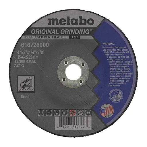 Metabo Depressed Center Wheel – 4-1/2 in | 616726000