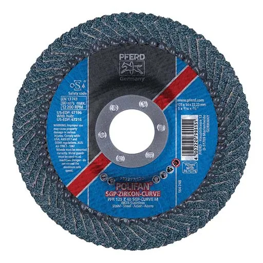 Polifan – Pferdvalue Special Line SGP Z-CURVE Flap Disc – 5 in – 12200 RPM – Arbor | 67196