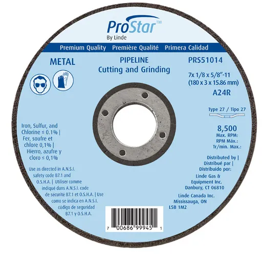 PROSTAR Pipeliner Cut/Grind Wheel, 7″ x 1/8″ x 5/8″-11, Type A24R | PRS51014
