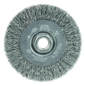 PROSTAR Crimped High-Speed Wire Wheel Brush, 4″ D, 0.014″ Steel Fill, Clam | 98283