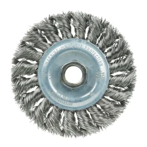 PROSTAR High-Speed Knot Wire Wheel Brush, 4″ Dia, 0.014″ SS Fill, 5/8″-11, Clam | 98274