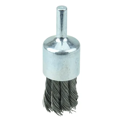 PROSTAR Knot Wire End Brush, 1-1/8″ Dia, 0.014″ Steel Fill, 1/4″ Stem, Clamshell | 98265