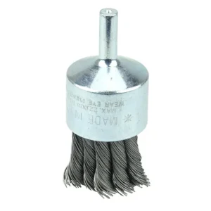 PROSTAR Knot Wire End Brush, 1-1/8″ Dia, 0.020″ Steel Fill, 1/4″ Stem, Clamshell | 98268