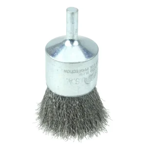 PROSTAR Crimped Wire End Brush 1″ Diameter, 0.006″ Stainless Steel Fill, 1/4″ Stem | 98259