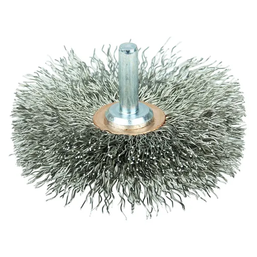 PROSTAR Crimped Wire Wheel Brush w/ Shank, 3″ Dia, 0.014″ SS Fill, 1/4″ Stem | 98270