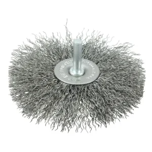 PROSTAR Crimped Wire Wheel Brush w/ Shank, 4″ Dia, 0.014″ SS Fill, 1/4″ Stem | 98271