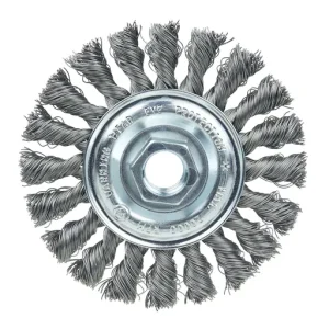 PROSTAR High-Speed Knot Wire Wheel Brush, 4″ Dia, 0.014″ Steel Fill, 5/8″-11 | 98273