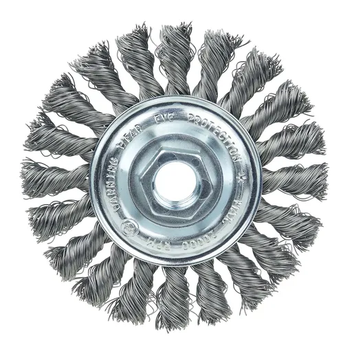 PROSTAR High-Speed Knot Wire Wheel Brush, 4″ Dia, 0.014″ Steel Fill, 5/8″-11 | 98273
