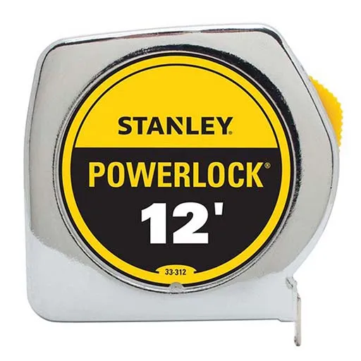 Stanley PowerLock Measure Tape – 12 ft – 1/16 in – 3/4 in | 33-312