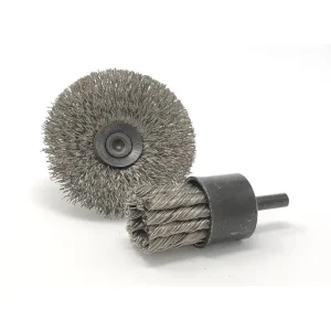 United Abrasives Stainless Steel End Brush, 3″ Dia, 3/4″ Trim, Crimped | 02714