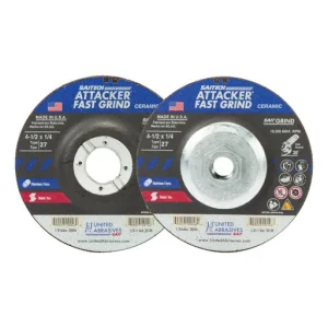 United Abrasives Saitech Attacker Grinding Wheel 4-1/2″ Dia, 13,300 RPM, T27 | 20046