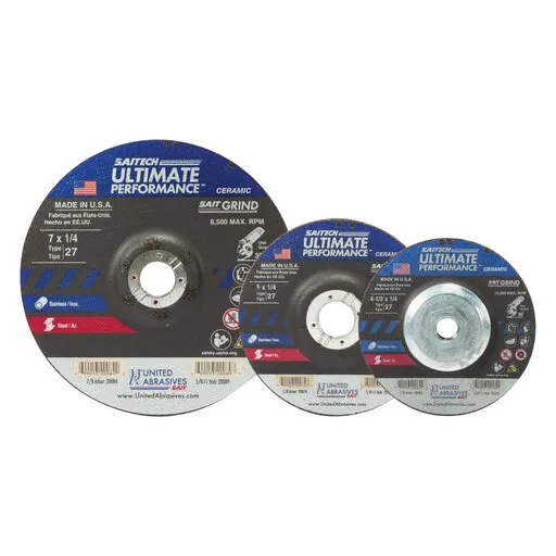 United Abrasives Saitech UP Grinding Wheel, Type 27, 9″ x 1/4″ x 5/8″-11 | 20099