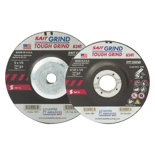 United Abrasives A24T Tough Grind Wheel, Type 27, 7″ x 1/4″ x 5/8″-11 | 20185