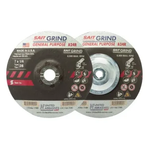 United Abrasives A24R Grinding Wheel, Type 28, 9″ x 1/4″ x 5/8″-11 | 21015