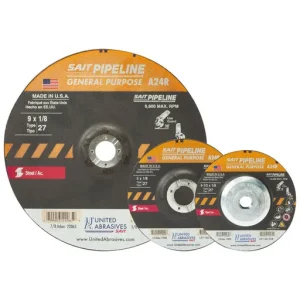 United Abrasives A24R Pipeline Grinding Wheel, Type 27, 7″ x 1/8″ x 5/8″-11 | 22052