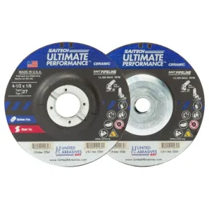 United Abrasives Saitech Pipeline PP Grinding Weel, T27 9″ x 1/8″ x 5/8″-11 | 22299