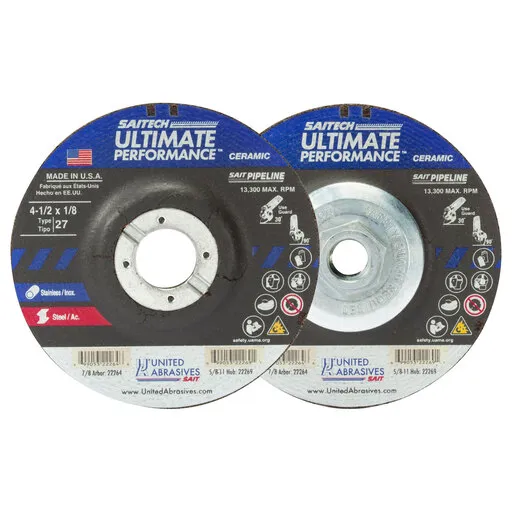 United Abrasives Saitech Pipeline PP Grinding Weel, T27 9″ x 1/8″ x 5/8″-11 | 22299