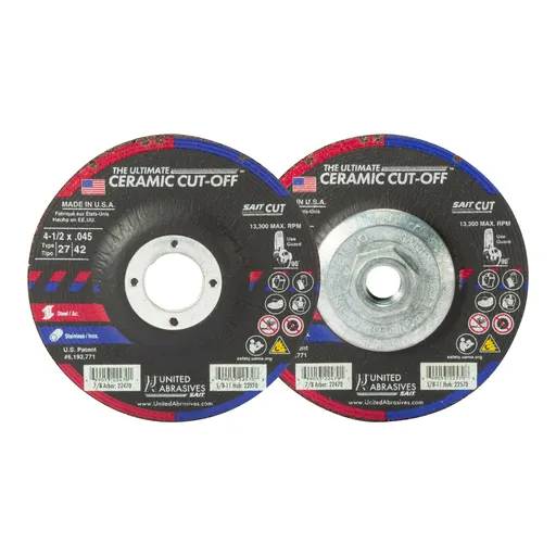 United Abrasives Ultimate Ceramic PP Cutting Wheel, 4.5″ x .045″ x 5/8″-11 | 22570