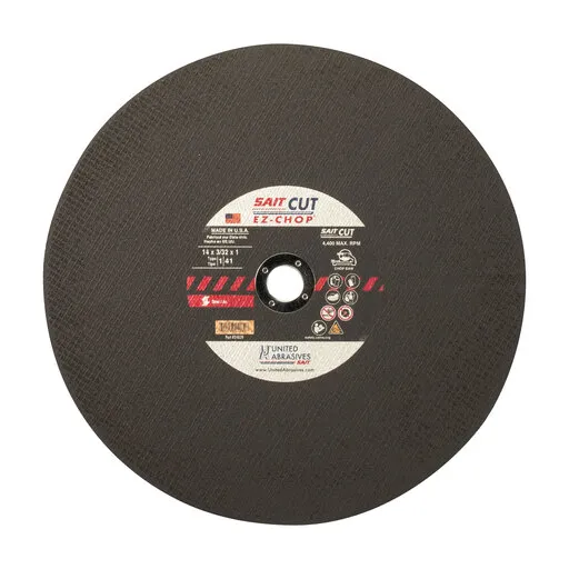 United Abrasives EZ-CHOP Burr Free Chop Saw Wheel, 14″ x 3/32″ x 1″ | 24039
