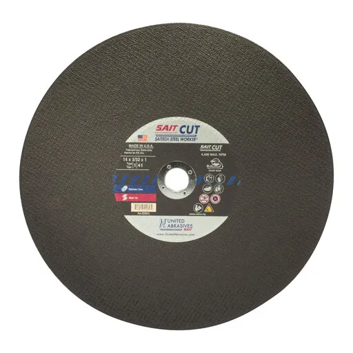 United Abrasives Saitech Steel Worker PP Chop Saw Wheel, 14″ x 3/32″ x 1″ | 24053