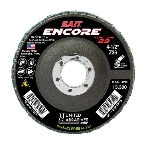 United Abrasives Encore Flap Disc, Type 29, 7″ x 5/8″-11, 40 Grit | 71276