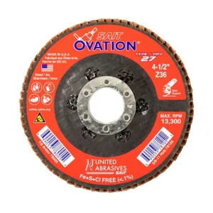 United Abrasives Ovation High Density Flap Disc, Type 27, 6″ x 7/8″, 60 Grit | 78038