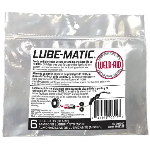 Weld-Aid Products Lube-Matic Lube Pad, Black, 6/Pk | 388-007060