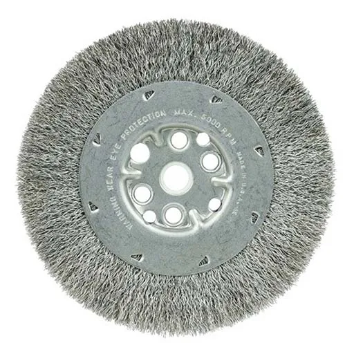 Weiler Wire Wheel – Crimped – 6 in – 5/8-1/2 – 0.0118 in – Stainless Steel | 01508