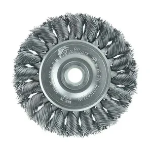 Weiler Wire Wheel – Knot-Twisted – 3 in – 1/2-3/8 – 0.014 in – Steel | 08014