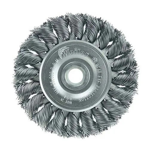 Weiler Wire Wheel – Knot-Twisted – 3 in – 1/2-3/8 – 0.014 in – Steel | 08014