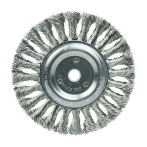 Weiler Wire Wheel – Knot-Twisted – 6 in – 5/8-1/2 – 0.016 in – Stainless Steel | 08345